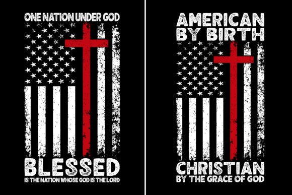 American Flag with Christian Cross Graphics & Print Templates