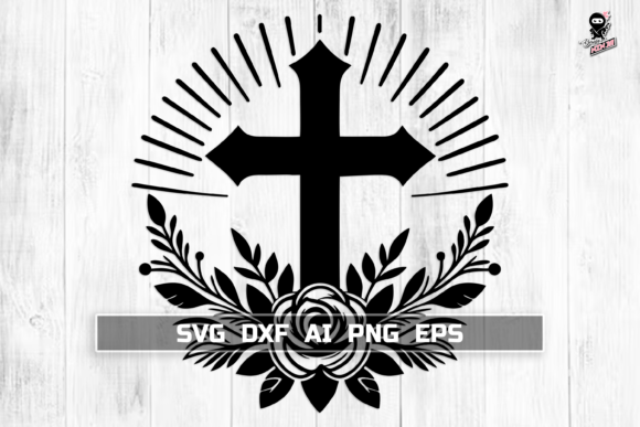 Christian Cross with Flowers SVG for Crafts & Graphics