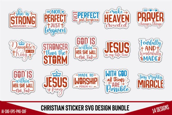 Christian Sticker Svg Design Bundle for Crafts & Graphics