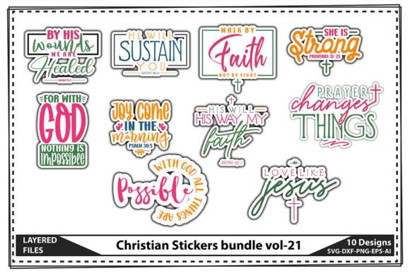 Christian Stickers Bundle Vol-21 for Crafts and Graphics