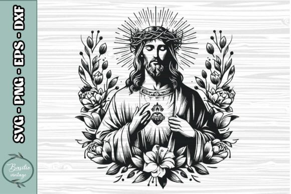 Floral Jesus SVG Clipart 10: Graphics for Crafts & Sellers