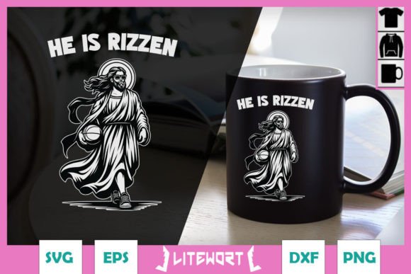 He is Rizzen Jesus Basketball Easter SVG Graphics for Crafts