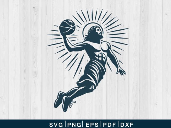 Jesus Playing Basketball Svg Vector Fil Graphics and Crafts