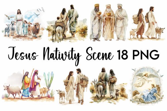 Nativity Scene Jesus PNG: Graphics & Illustrations