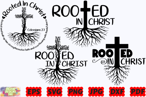 Rooted in Christ SVG for Crafts and Graphics